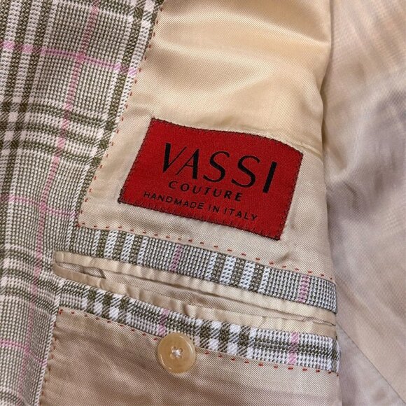 $1200MSRP VASSI Couture Handmade in Italy Sport Coat Wool Silk Linen EU54R - Picture 8 of 11